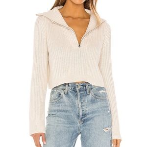Tularosa Lovelle Zip Up Sweater, S, Cream